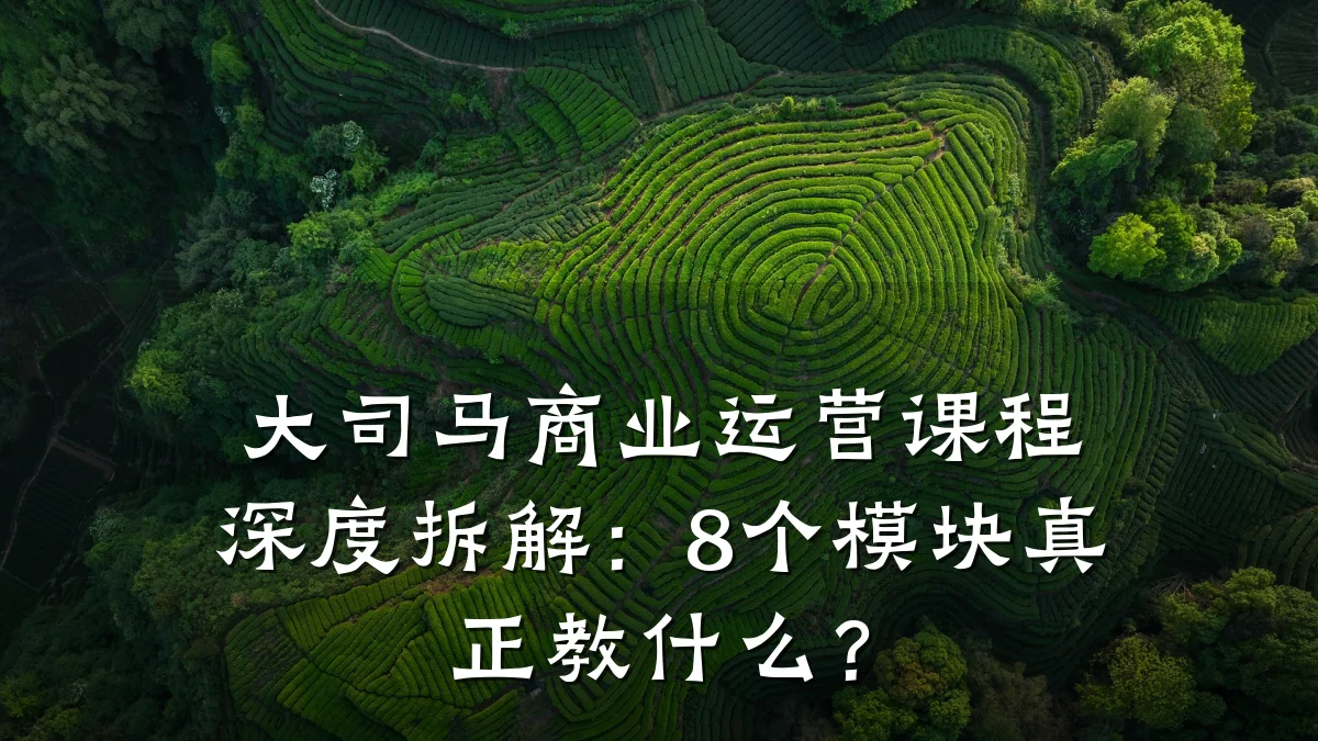 大司马商业运营课程深度拆解:8个模块真正教什么?